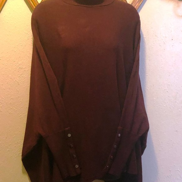 ALFANI - BURGUNDY TURTLE NECK SWEATER/PONCHO - Picture 4 of 10